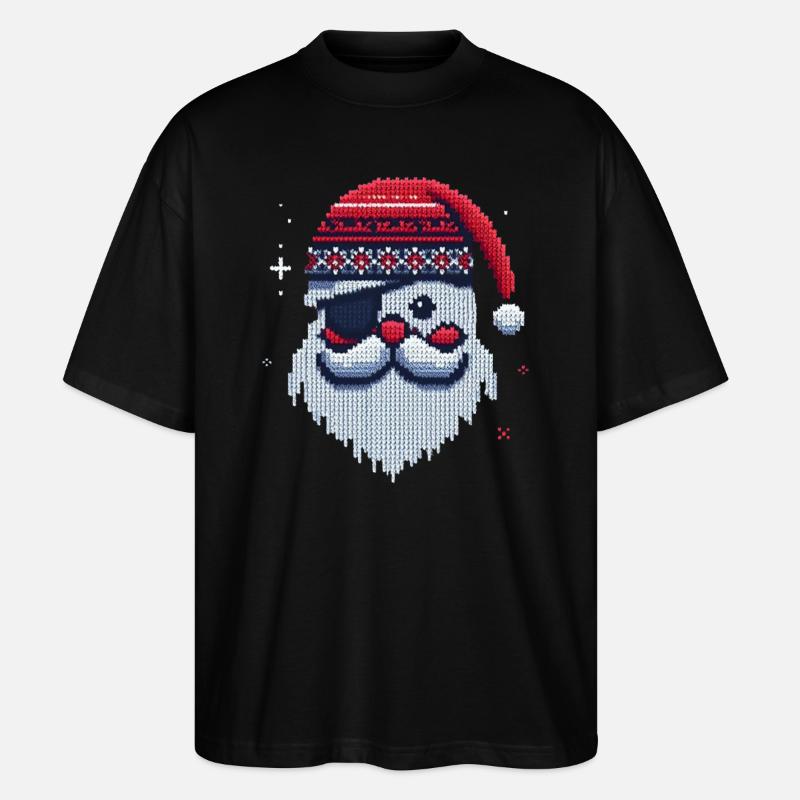 Weihnachtsmann Kawaii Strickmuster - Stanley/Stella Oversized Unisex Bio T-Shirt Blaster 2.0 - Schwarz