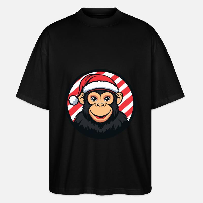 Affe Weihnachten X-Mas - Stanley/Stella Oversized Unisex Bio T-Shirt Blaster 2.0 - Schwarz