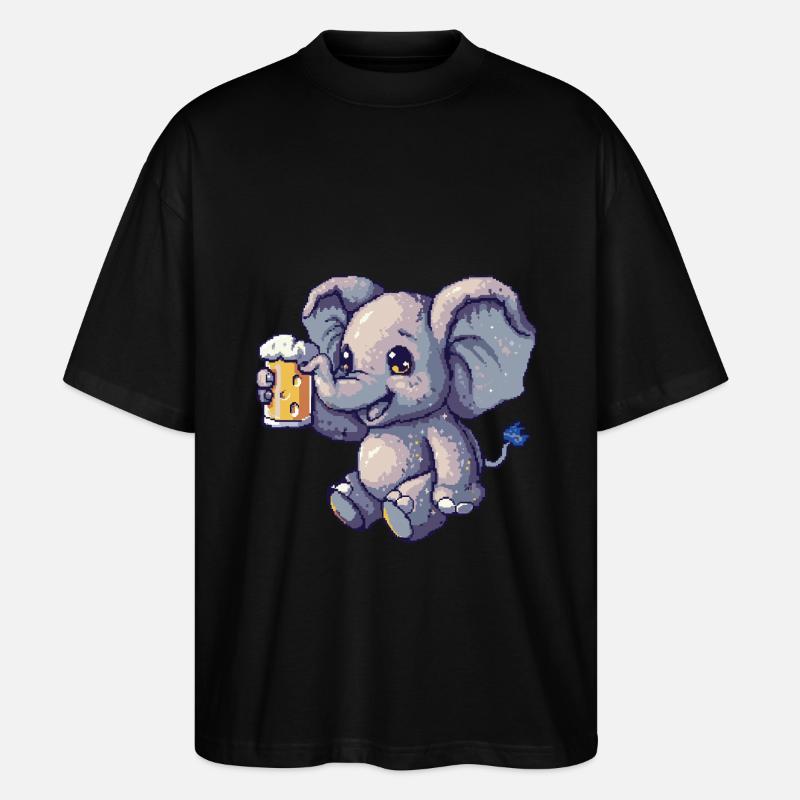 Elephant Pixel Beer - Stanley/Stella Oversized Unisex Organic T-shirt Blaster 2.0 - black