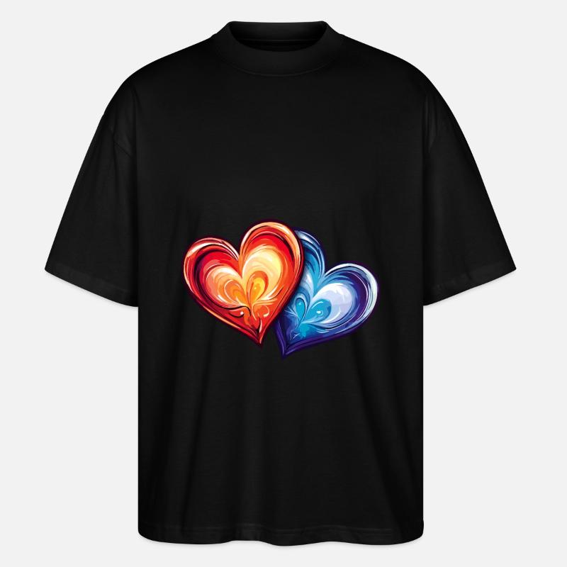 Bunte Herzen - Stanley/Stella Oversized Unisex Bio T-Shirt Blaster 2.0 - Schwarz