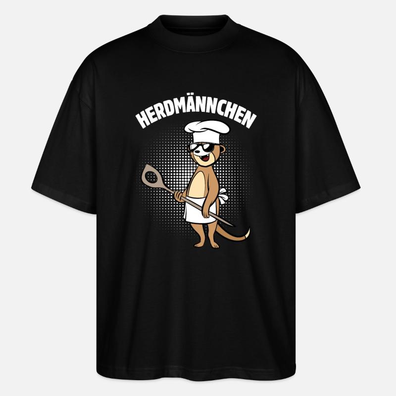 Herdmännchen - Erdmännchen mit Kochlöffel - Stanley/Stella Oversized Unisex Bio T-Shirt Blaster 2.0 - Schwarz