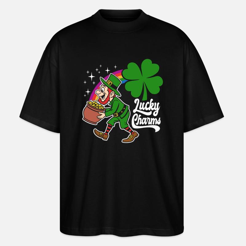 Porte-bonheur - Lutin - Saint-Patrick - T-shirt bio Blaster 2.0 coupe oversize Stanley/Stella Unisexe - noir