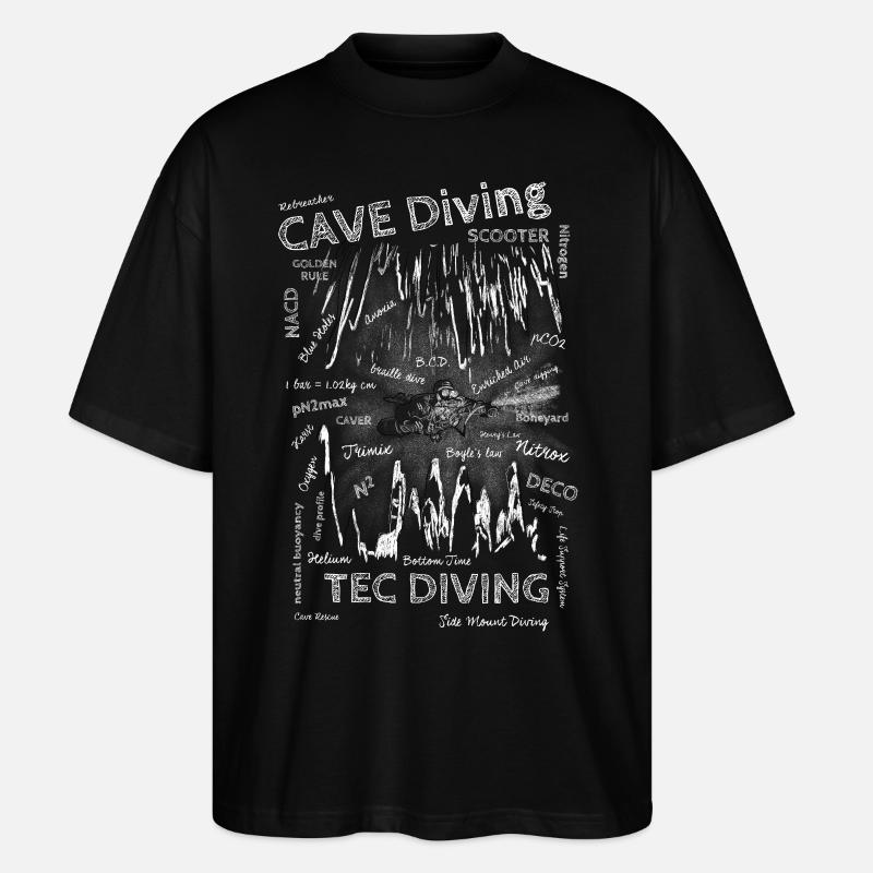 TEC Diving, Cave Diving Terms Chalk - Stanley/Stella Oversized Unisex Organic T-shirt Blaster 2.0 - black