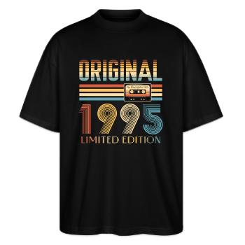 30. Geburtstag 30 Jahre Original 1995 - Stanley/Stella Oversized Unisex Bio T-Shirt Blaster 2.0 - Schwarz - Vorne - Alina (178cm) & Michal (187cm)