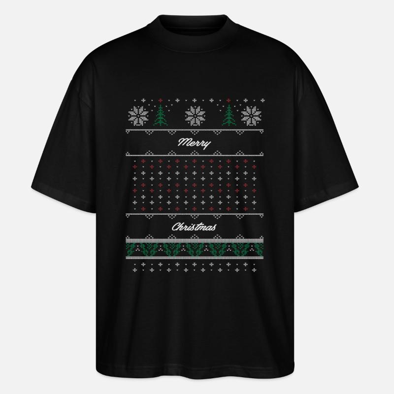 Merry Christmas Pattern - T-shirt bio Blaster 2.0 coupe oversize Stanley/Stella Unisexe - noir