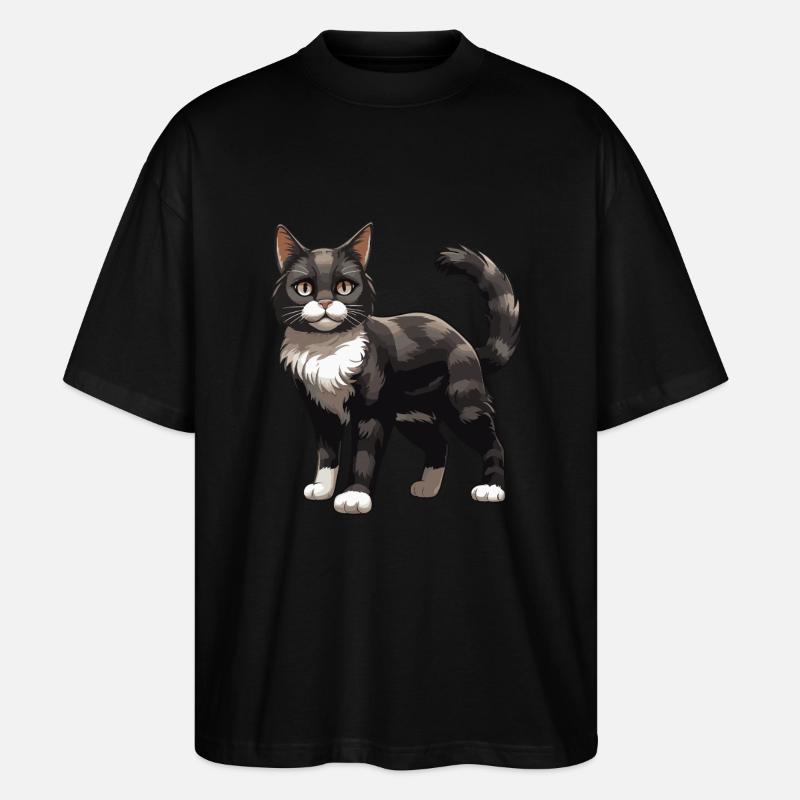 Katze Tier - Stanley/Stella Oversized Unisex Bio T-Shirt Blaster 2.0 - Schwarz