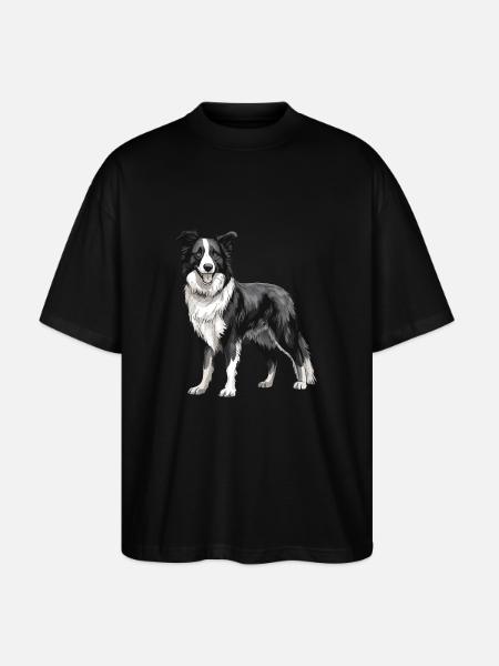 Border Collie Dog - Stanley/Stella Oversized Unisex Organic T-shirt Blaster 2.0 - black