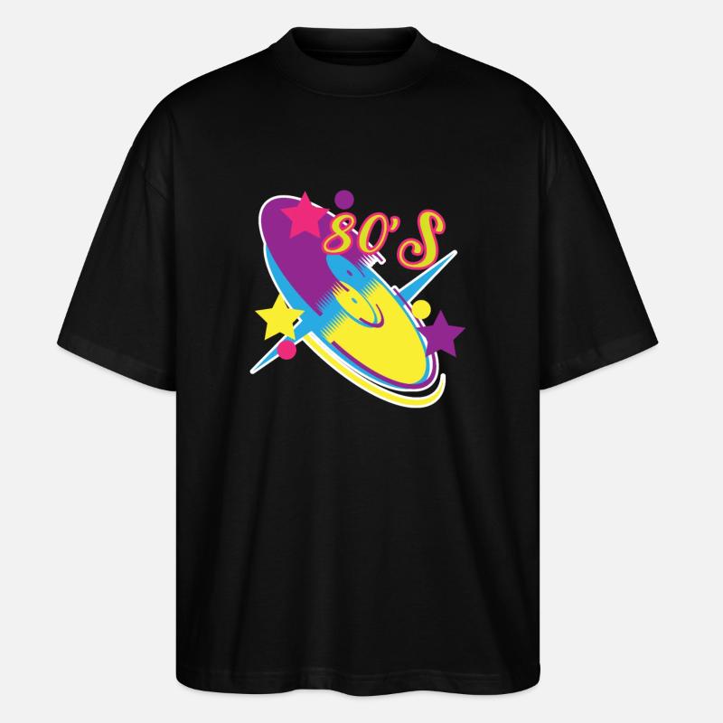 80's disc - Stanley/Stella Oversized Unisex Organic T-shirt Blaster 2.0 - black