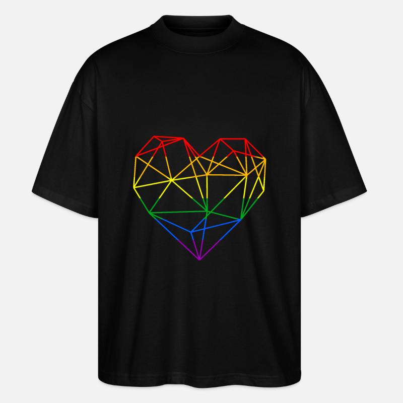Polygon Herz Regenbogen Liebe LGBT - Stanley/Stella Oversized Unisex Bio T-Shirt Blaster 2.0 - Schwarz