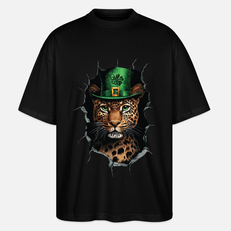 St. Patrick Leopard - Stanley/Stella Oversized Unisex Bio T-Shirt Blaster 2.0 - Schwarz