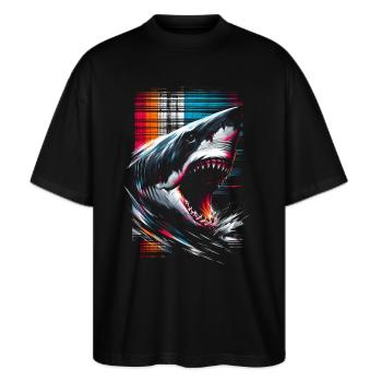 Restez positif Citations inspirantes Requin - T-shirt bio Blaster 2.0 coupe oversize Stanley/Stella Unisexe - noir - Devant - Alina (178cm) & Michal (187cm)