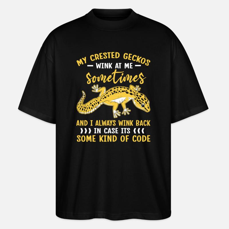 Kronengecko Crested Gecko Doppelfingergecko - Stanley/Stella Oversized Unisex Bio T-Shirt Blaster 2.0 - Schwarz