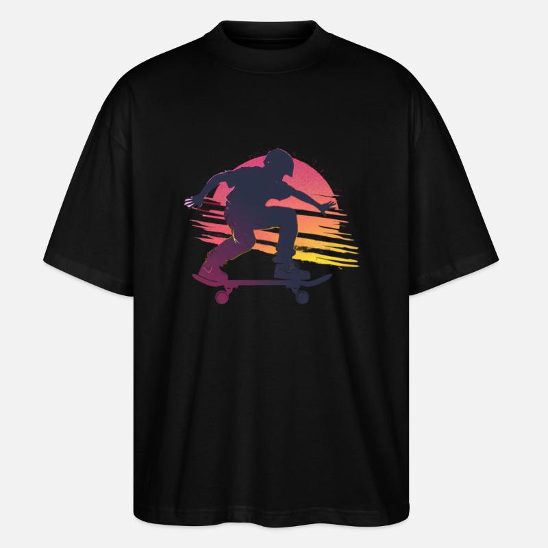 Skateboard Sunset Silhouette - Stanley/Stella Oversized Unisex Organic T-shirt Blaster 2.0 - black