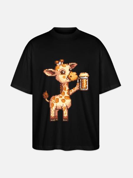 Giraffe Pixel Beer - Stanley/Stella Oversized Unisex Organic T-shirt Blaster 2.0 - black