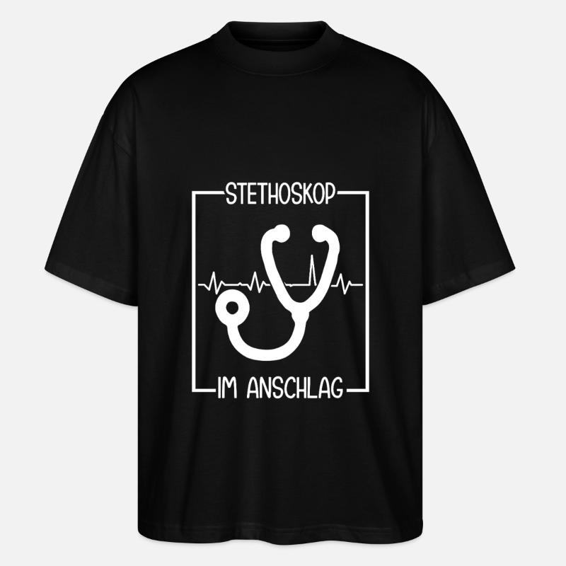 Arzthelferin Stethoskop MFA - Stanley/Stella Oversized Unisex Bio T-Shirt Blaster 2.0 - Schwarz