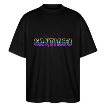 Santiago RS Rainbow - Stanley/Stella Oversized Unisex Organic T-shirt Blaster 2.0 - black - Front - Alina (178cm) & Michal (187cm)