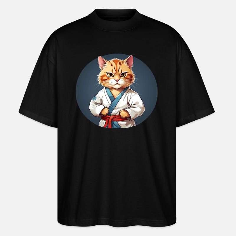 Karate Katze - Katzendesign - Stanley/Stella Oversized Unisex Bio T-Shirt Blaster 2.0 - Schwarz