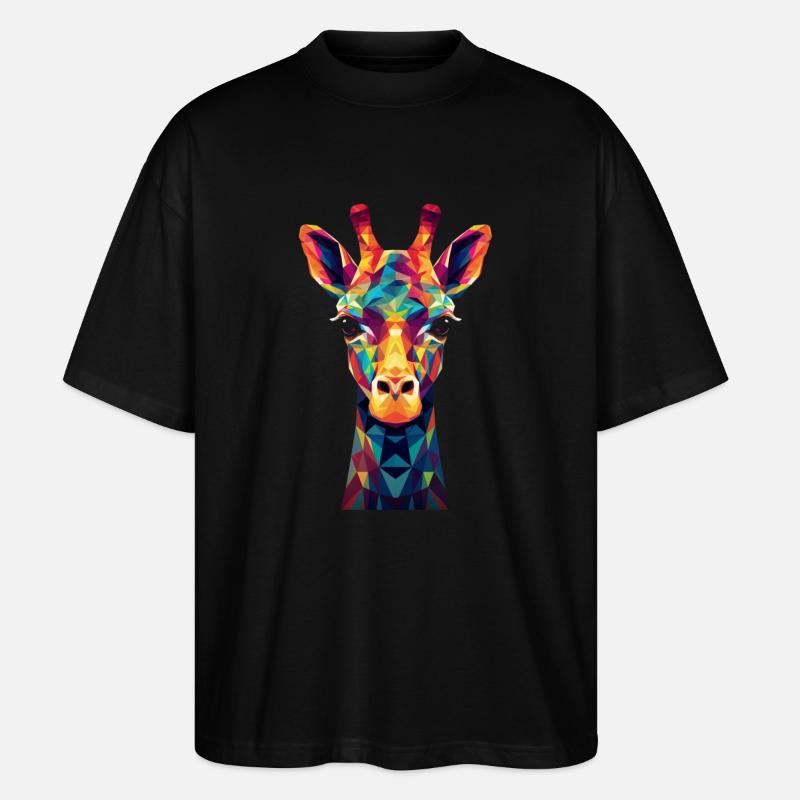 Giraffe Polygon Tier Geschenk - Stanley/Stella Oversized Unisex Bio T-Shirt Blaster 2.0 - Schwarz
