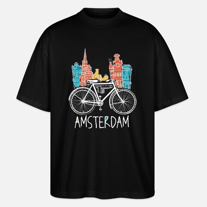 Amsterdam Pays-Bas Hollande Souvenir - T-shirt bio Blaster 2.0 coupe oversize Stanley/Stella Unisexe - noir