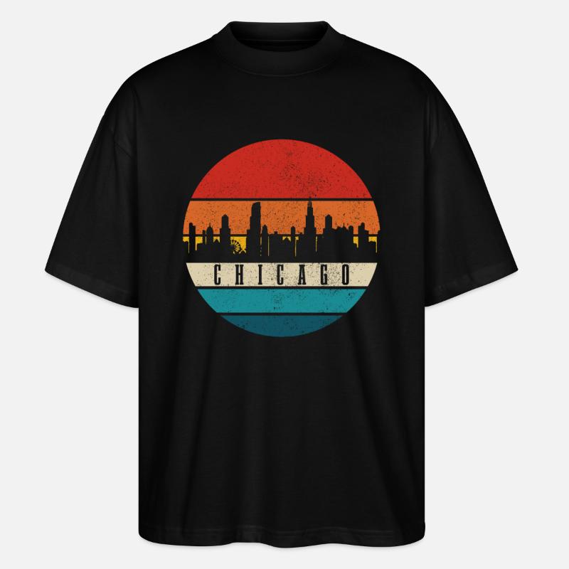 Chicago, Illinois - Stanley/Stella Oversized Unisex Bio T-Shirt Blaster 2.0 - Schwarz