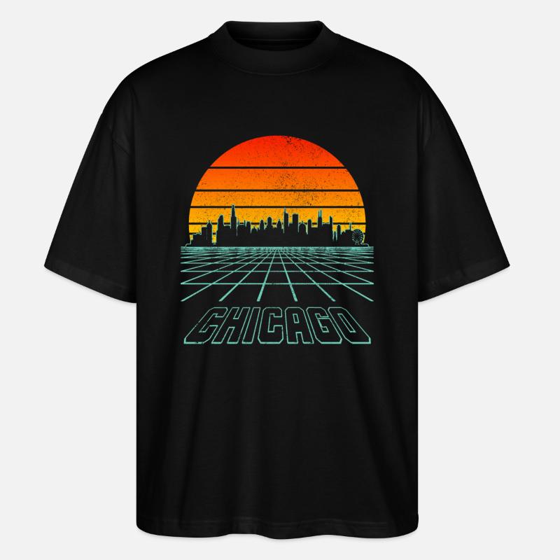 Chicago, Illinois - Stanley/Stella Oversized Unisex Bio T-Shirt Blaster 2.0 - Schwarz