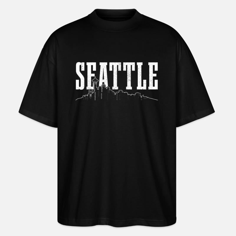 Seattle Washington Souvenir Gift - Stanley/Stella Oversized Unisex Organic T-shirt Blaster 2.0 - black