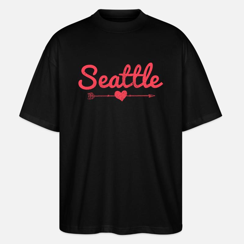 Seattle Washington Souvenir Geschenk - Stanley/Stella Oversized Unisex Bio T-Shirt Blaster 2.0 - Schwarz