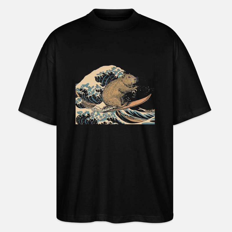 Capybara Lustiges Geschenk - Stanley/Stella Oversized Unisex Bio T-Shirt Blaster 2.0 - Schwarz