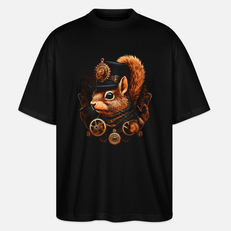 Eichhörnchen Steampunk - Stanley/Stella Oversized Unisex Bio T-Shirt Blaster 2.0 - Schwarz