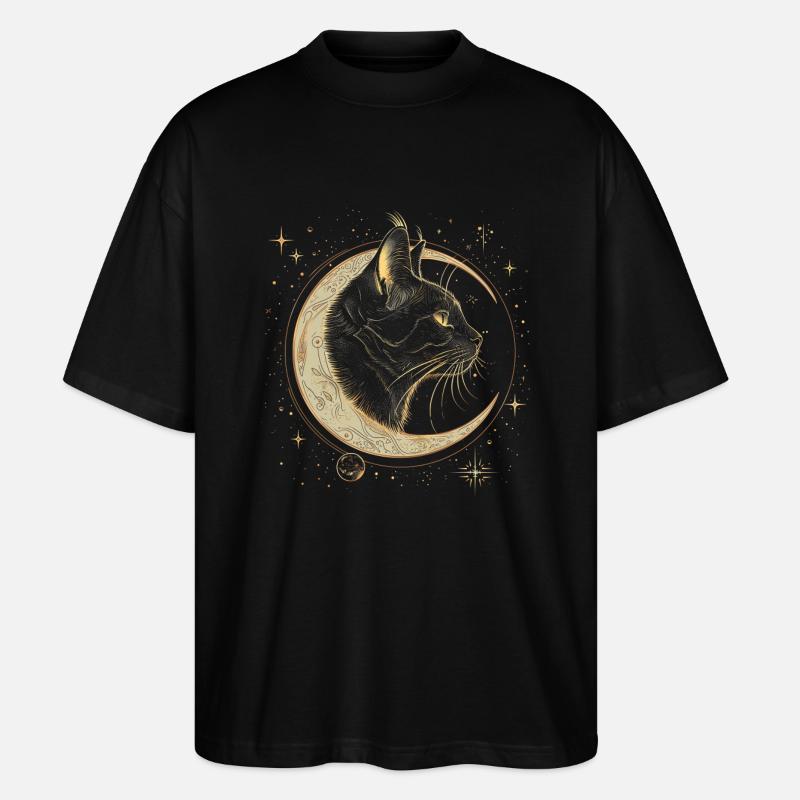 Schwarze Katze Mond - Stanley/Stella Oversized Unisex Bio T-Shirt Blaster 2.0 - Schwarz