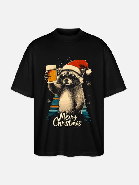Bière de Noël Raton laveur - T-shirt bio Blaster 2.0 coupe oversize Stanley/Stella Unisexe - noir