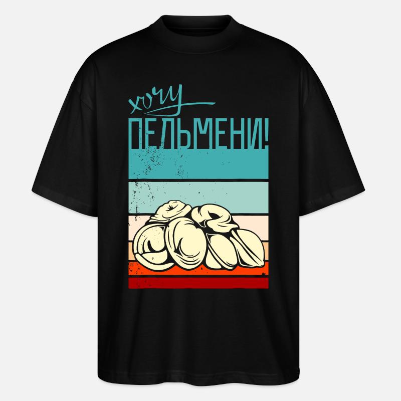 Graphique du drapeau Pelmeni - T-shirt bio Blaster 2.0 coupe oversize Stanley/Stella Unisexe - noir