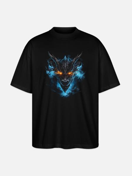 Dragon, Fire, Mystical, Dragon - Stanley/Stella Oversized Unisex Organic T-shirt Blaster 2.0 - black