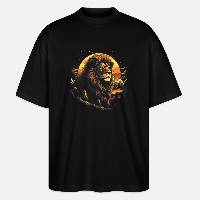 Lion, Roi, Animaux, Faune - T-shirt bio Blaster 2.0 coupe oversize Stanley/Stella Unisexe - noir