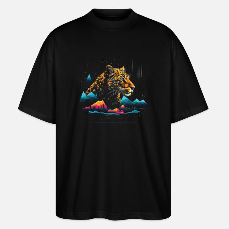 Animal léopard - T-shirt bio Blaster 2.0 coupe oversize Stanley/Stella Unisexe - noir