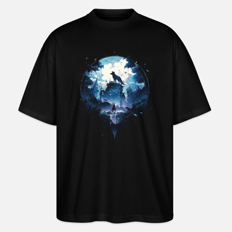 Majestic Wolf Wolves - Stanley/Stella Oversized Unisex Organic T-shirt Blaster 2.0 - black