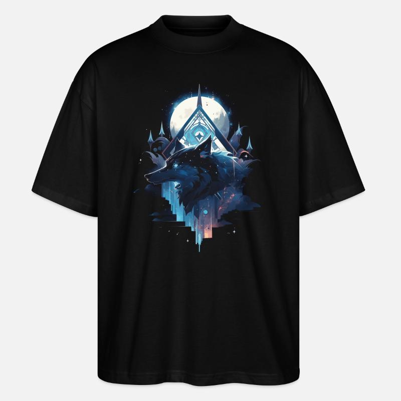 Majestic Wolf Wolves - Stanley/Stella Oversized Unisex Organic T-shirt Blaster 2.0 - black