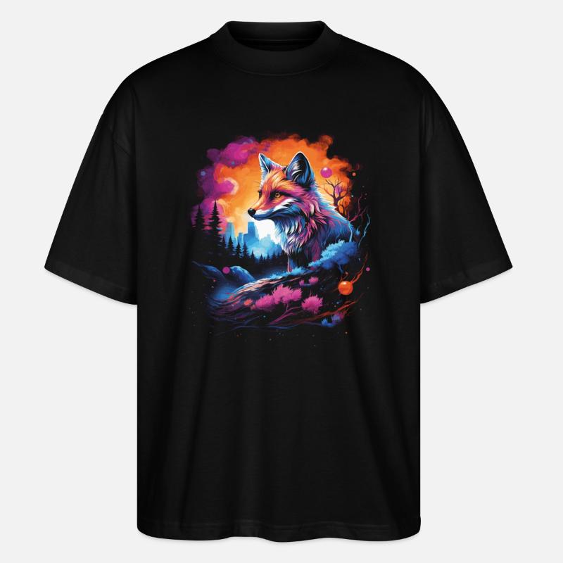 Fantasy Artwork Fuchs Füchse - Stanley/Stella Oversized Unisex Bio T-Shirt Blaster 2.0 - Schwarz