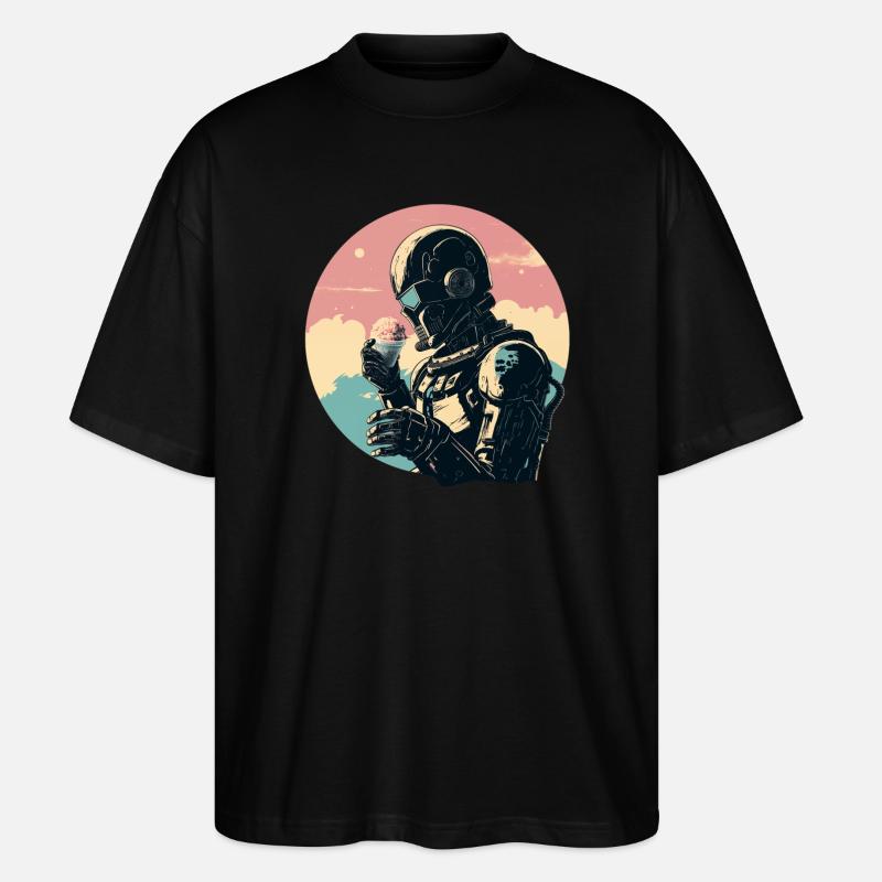 Roboter mit Eis - Stanley/Stella Oversized Unisex Bio T-Shirt Blaster 2.0 - Schwarz
