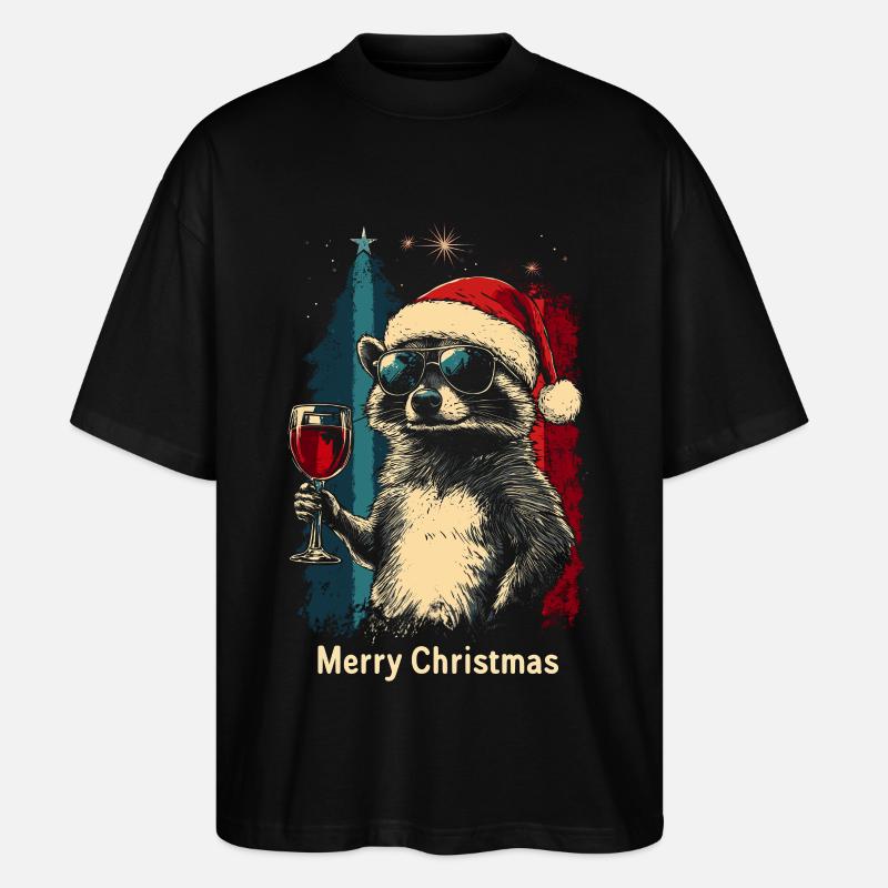 Vin de Noël raton laveur - T-shirt bio Blaster 2.0 coupe oversize Stanley/Stella Unisexe - noir