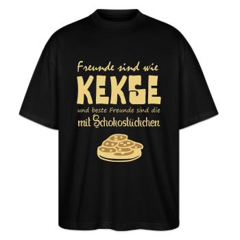 Beste Freunde Freundschaft Kekse Geschenk Idee - Stanley/Stella Oversized Unisex Bio T-Shirt Blaster 2.0 - Schwarz - Vorne - Alina (178cm) & Michal (187cm)