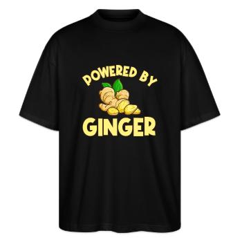 Ingwer Geschenk - Stanley/Stella Oversized Unisex Bio T-Shirt Blaster 2.0 - Schwarz - Vorne - Alina (178cm) & Michal (187cm)