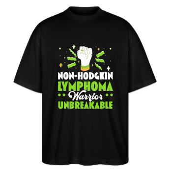 Lymphome non hodgkinien Guerrier Cancer - T-shirt bio Blaster 2.0 coupe oversize Stanley/Stella Unisexe - noir - Devant - Alina (178cm) & Michal (187cm)