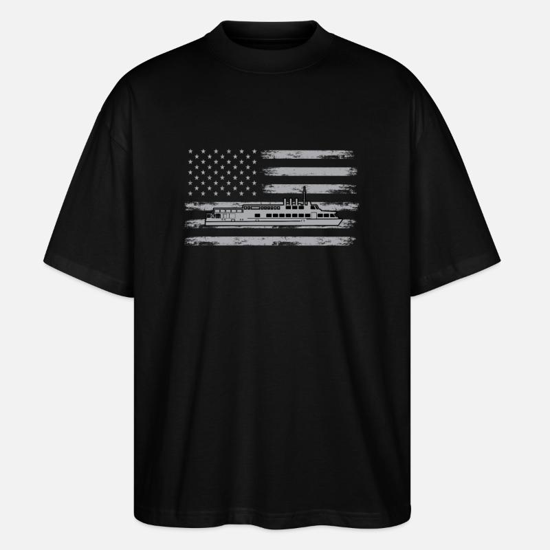 Fährschiff Retro Fähre - Stanley/Stella Oversized Unisex Bio T-Shirt Blaster 2.0 - Schwarz