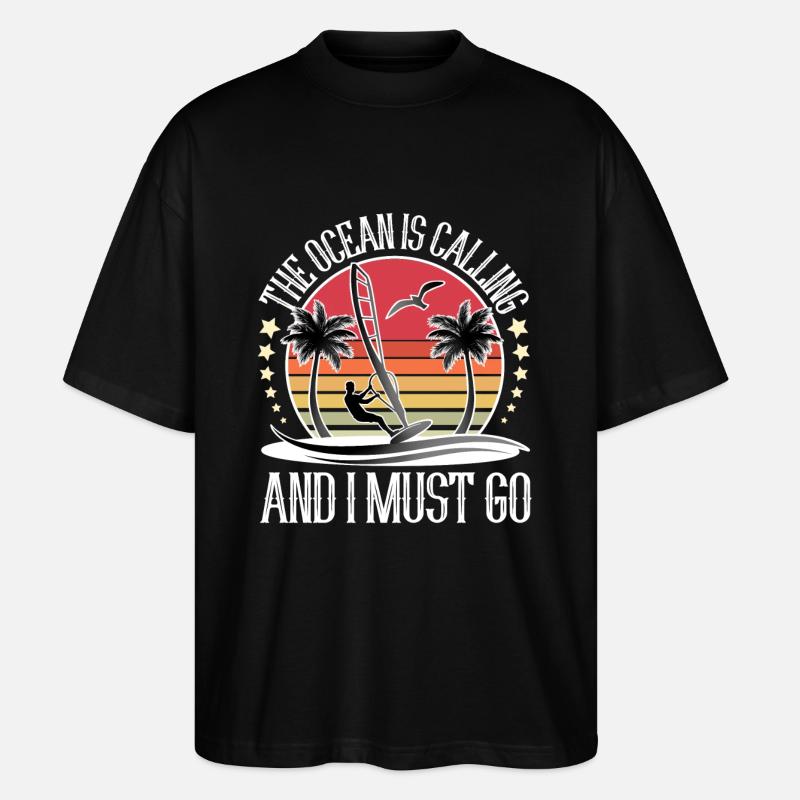 Windsurfen Windsurfer Windsurf - Stanley/Stella Oversized Unisex Bio T-Shirt Blaster 2.0 - Schwarz