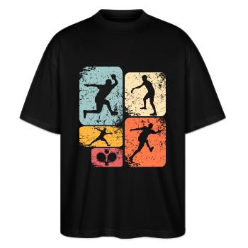 Ping-pong - T-shirt bio Blaster 2.0 coupe oversize Stanley/Stella Unisexe - noir - Devant - Alina (178cm) & Michal (187cm)