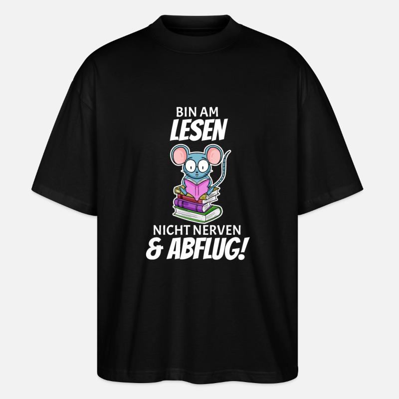 Lesen Buch Bücher Leser Geschenk - Stanley/Stella Oversized Unisex Bio T-Shirt Blaster 2.0 - Schwarz