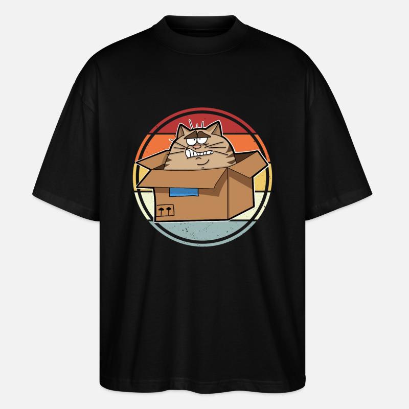 Katze Im Karton - Stanley/Stella Oversized Unisex Bio T-Shirt Blaster 2.0 - Schwarz