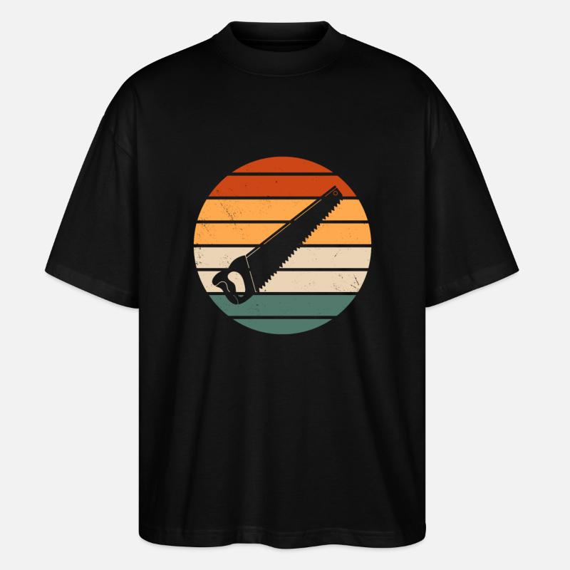 Retro Handsaw Design - Stanley/Stella Oversized Unisex Organic T-shirt Blaster 2.0 - black