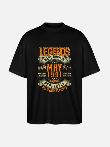 1991 May Birthday Legend - Stanley/Stella Oversized Unisex Organic T-shirt Blaster 2.0 - black